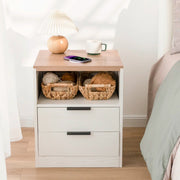 LED Wood Nightstand with Charging Station - White/SW9707CLWT