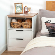 LED Wood Nightstand with Charging Station - White/SW9707CLWT