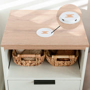 LED Wood Nightstand with Charging Station - White/SW9707CLWT