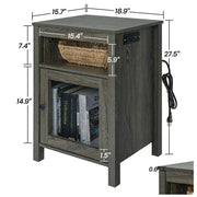 Lusten Wood Nightstand with Outlet - Gray/SW3012AMNL