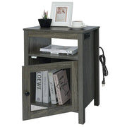 Lusten Wood Nightstand with Outlet - Gray/SW3012AMNL