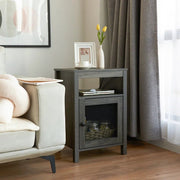 Lusten Wood Nightstand with Outlet - Gray/SW3012AMNL