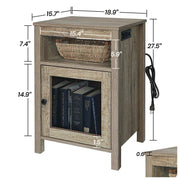 Lusten Wood Nightstand with Outlet - Natural/SW3012AMWI