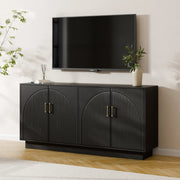 Mid-Century Fluted TV Stand with Storage Fits TVs up to 75" - Black/SW9742AHKB