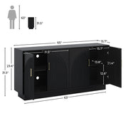 Mid-Century Fluted TV Stand with Storage Fits TVs up to 75" - Black/SW9742AHKB