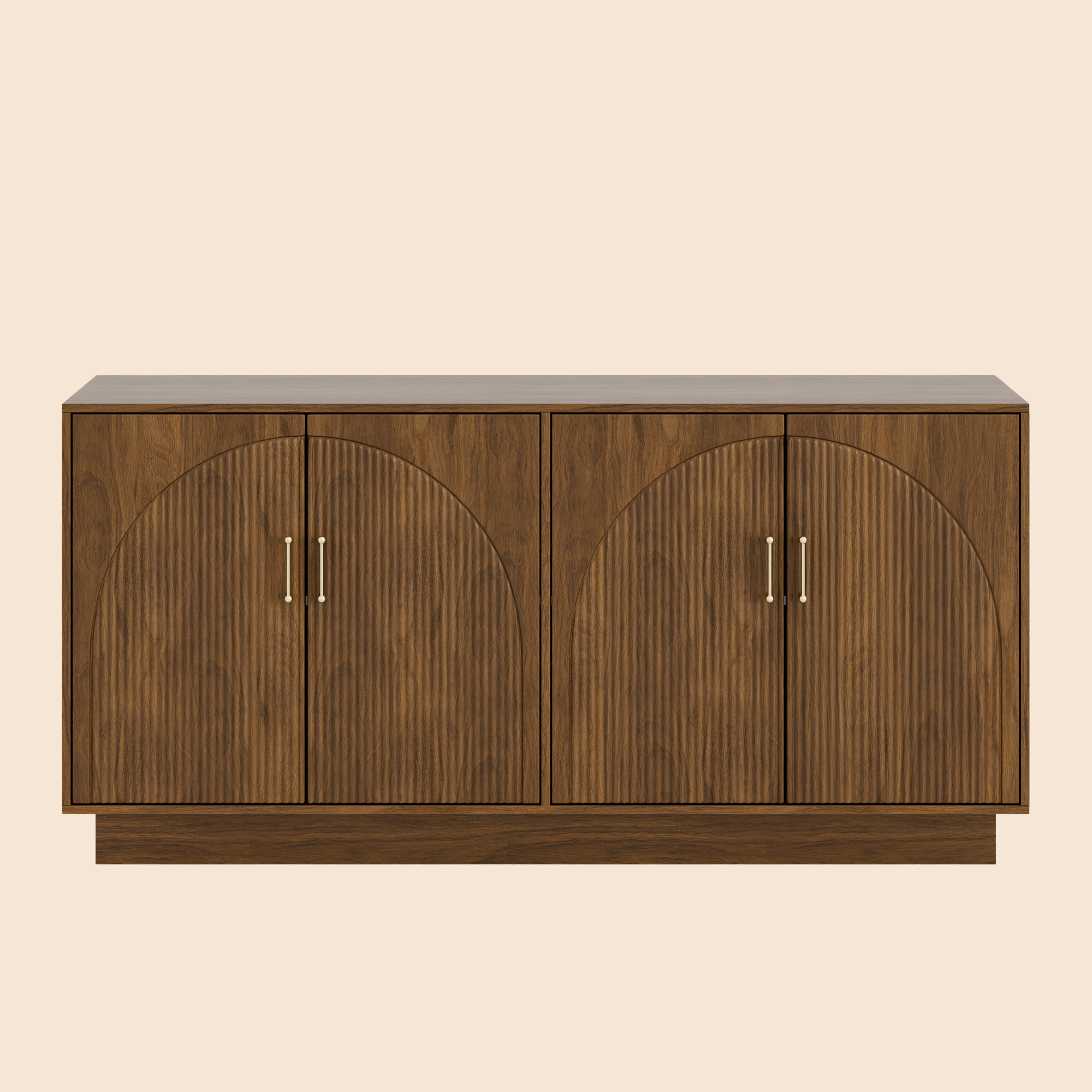 Mid-Century Fluted TV Stand with Storage Fits TVs up to 75" - Walnut/SW9742AHNM