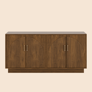 Mid-Century Fluted TV Stand with Storage Fits TVs up to 75" - Walnut/SW9742AHNM
