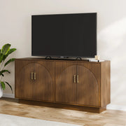 Mid-Century Fluted TV Stand with Storage Fits TVs up to 75" - Walnut/SW9742AHNM