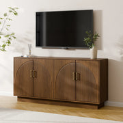 Mid-Century Fluted TV Stand with Storage Fits TVs up to 75" - Walnut/SW9742AHNM