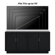 Mid-Century Fluted TV Stand with Storage Fits TVs up to 75" - Black/SW9742AHKB