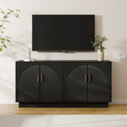 Mid-Century Fluted TV Stand with Storage Fits TVs up to 75" - Black/SW9742AHKB