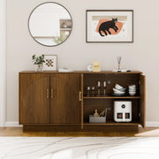 Mid-Century Fluted TV Stand with Storage Fits TVs up to 75" - Walnut/SW9742AHNM