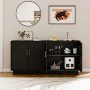 Mid-Century Fluted TV Stand with Storage Fits TVs up to 75" - Black/SW9742AHKB