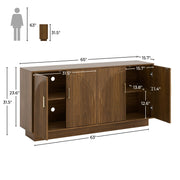 Mid-Century Fluted TV Stand with Storage Fits TVs up to 75" - Walnut/SW9742AHNM