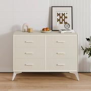 Mid-Century Modern 6-Drawer Wood Storage Cabinet with Tapered Legs -White/SW9727AHWN