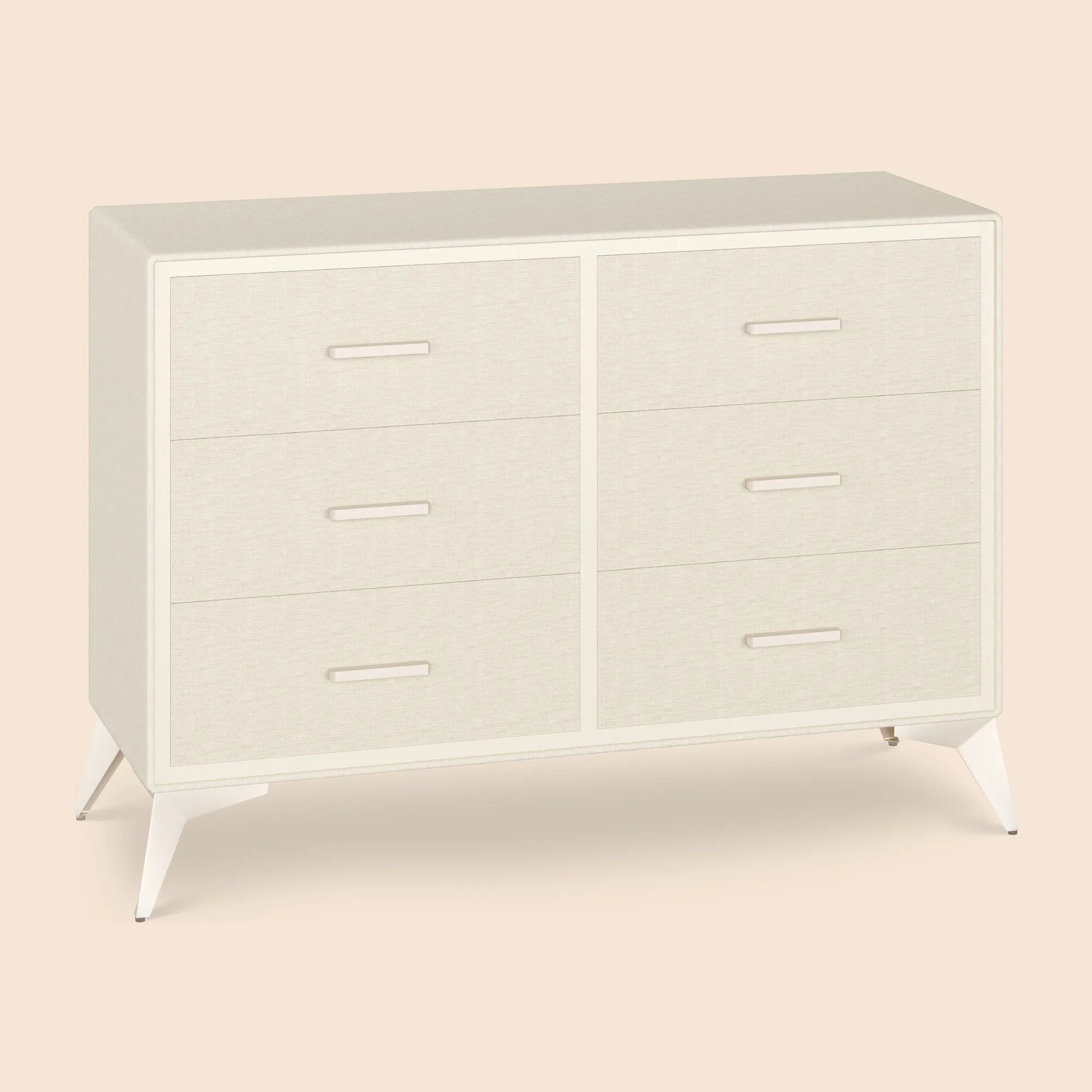 Mid-Century Modern 6-Drawer Wood Storage Cabinet with Tapered Legs -White/SW9727AHWN