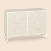 Mid-Century Modern 6-Drawer Wood Storage Cabinet with Tapered Legs -White/SW9727AHWN
