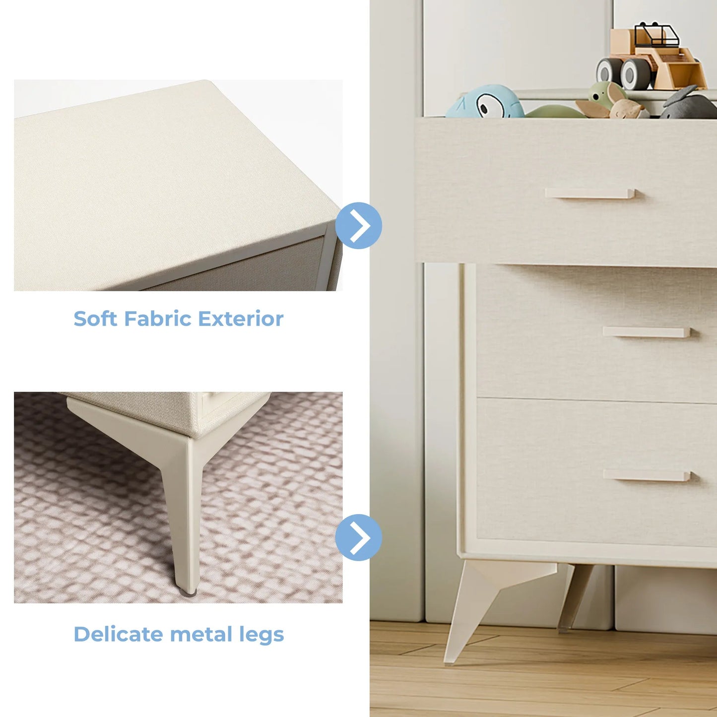 Mid-Century Modern 6-Drawer Wood Storage Cabinet with Tapered Legs -White/SW9727AHWN