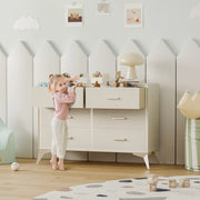 Mid-Century Modern 6-Drawer Wood Storage Cabinet with Tapered Legs -White/SW9727AHWN