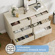 Mid-Century Modern 6-Drawer Wood Storage Cabinet with Tapered Legs -White/SW9727AHWN