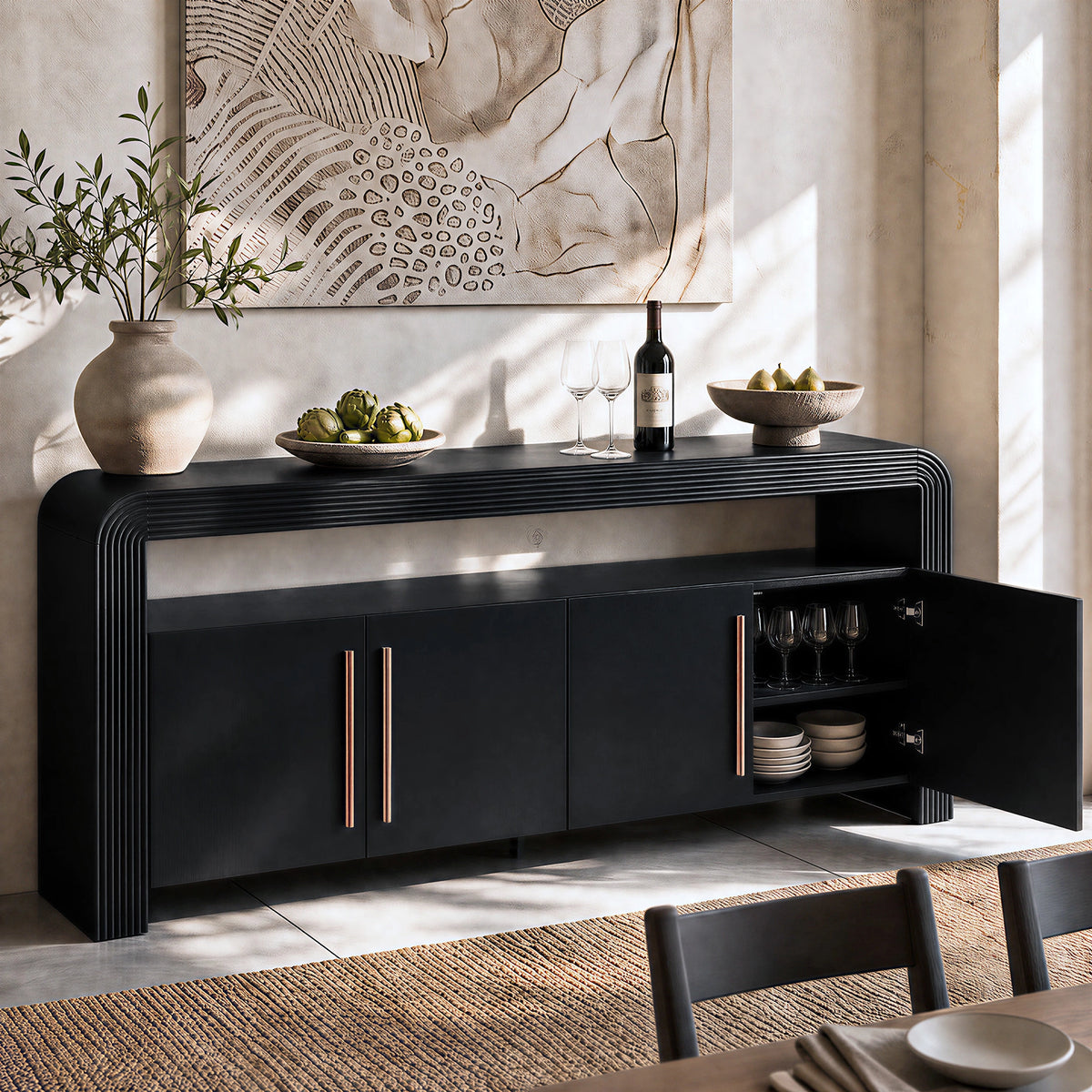 Mid Century Fluted TV Stand for TVs Up to 80" - Well Zone | Furniture That Redefines Your Home Sanctuary