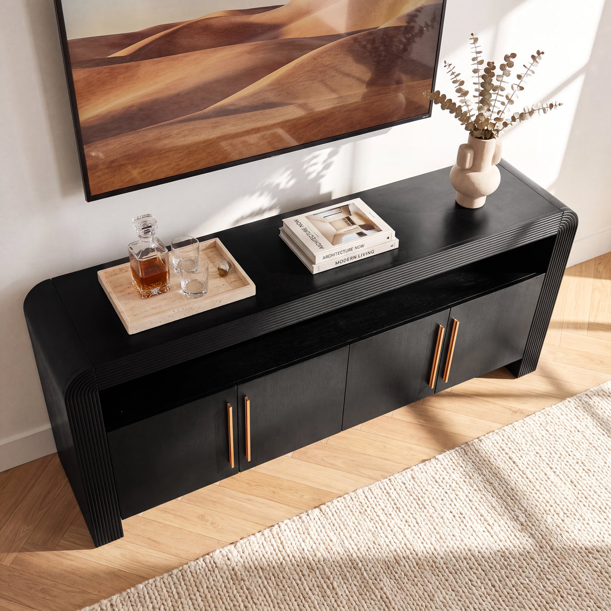 Mid Century Fluted TV Stand for TVs Up to 80" - Well Zone | Furniture That Redefines Your Home Sanctuary