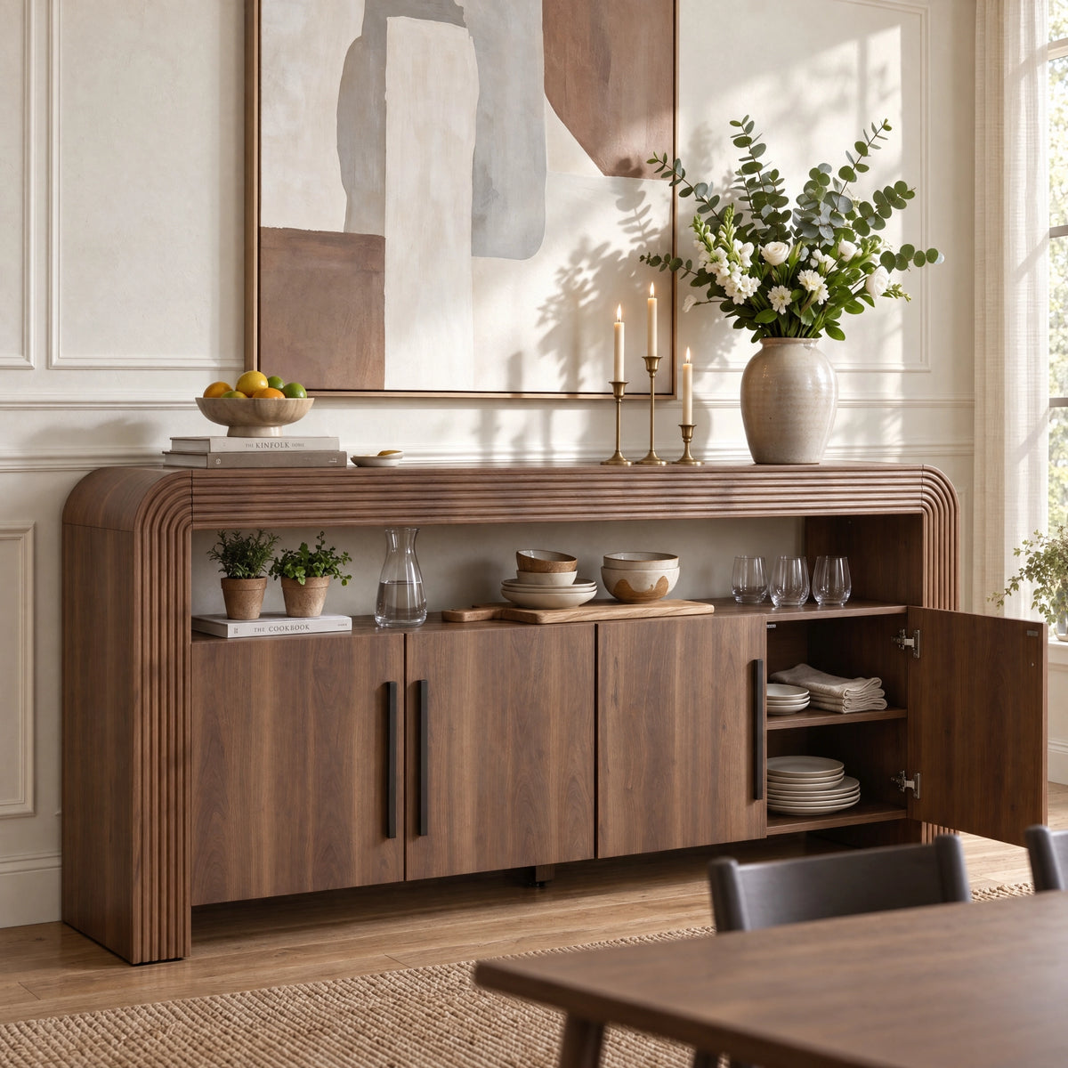 Mid Century Fluted TV Stand for TVs Up to 80" - Well Zone | Furniture That Redefines Your Home Sanctuary
