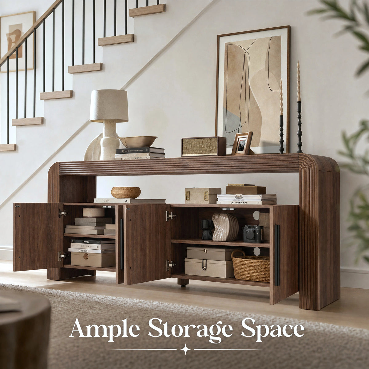 Mid Century Fluted TV Stand for TVs Up to 80" - Well Zone | Furniture That Redefines Your Home Sanctuary