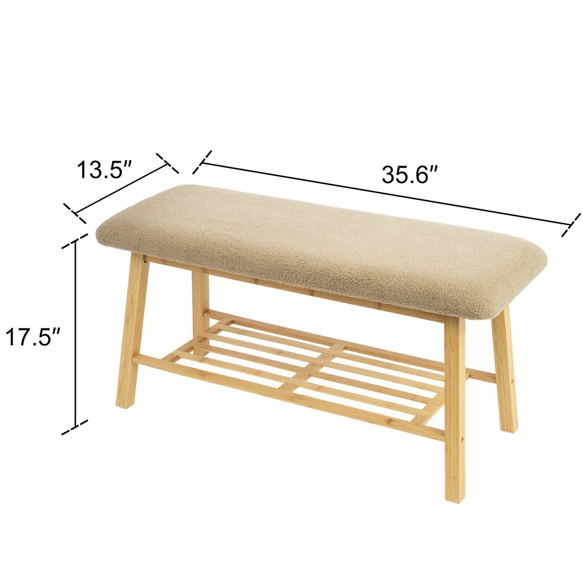 Modern Entryway Shoe Bench with Wood Frame and Storage Shelf -Khaki/SW9740AKKB