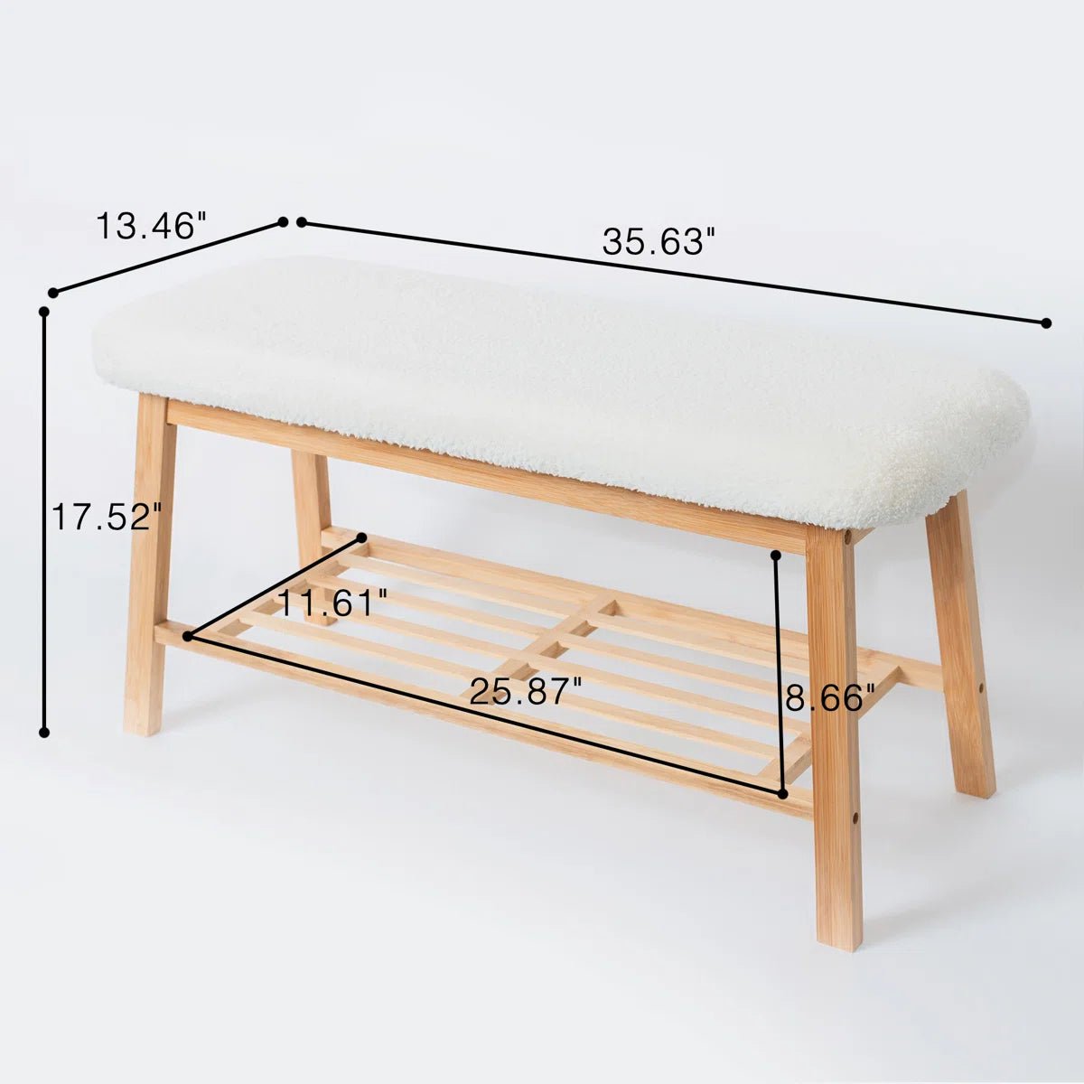 Modern Entryway Shoe Bench with Wood Frame and Storage Shelf -White/SW9701ALWR