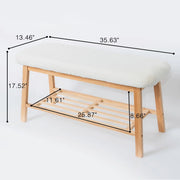 Modern Entryway Shoe Bench with Wood Frame and Storage Shelf -White/SW9701ALWR