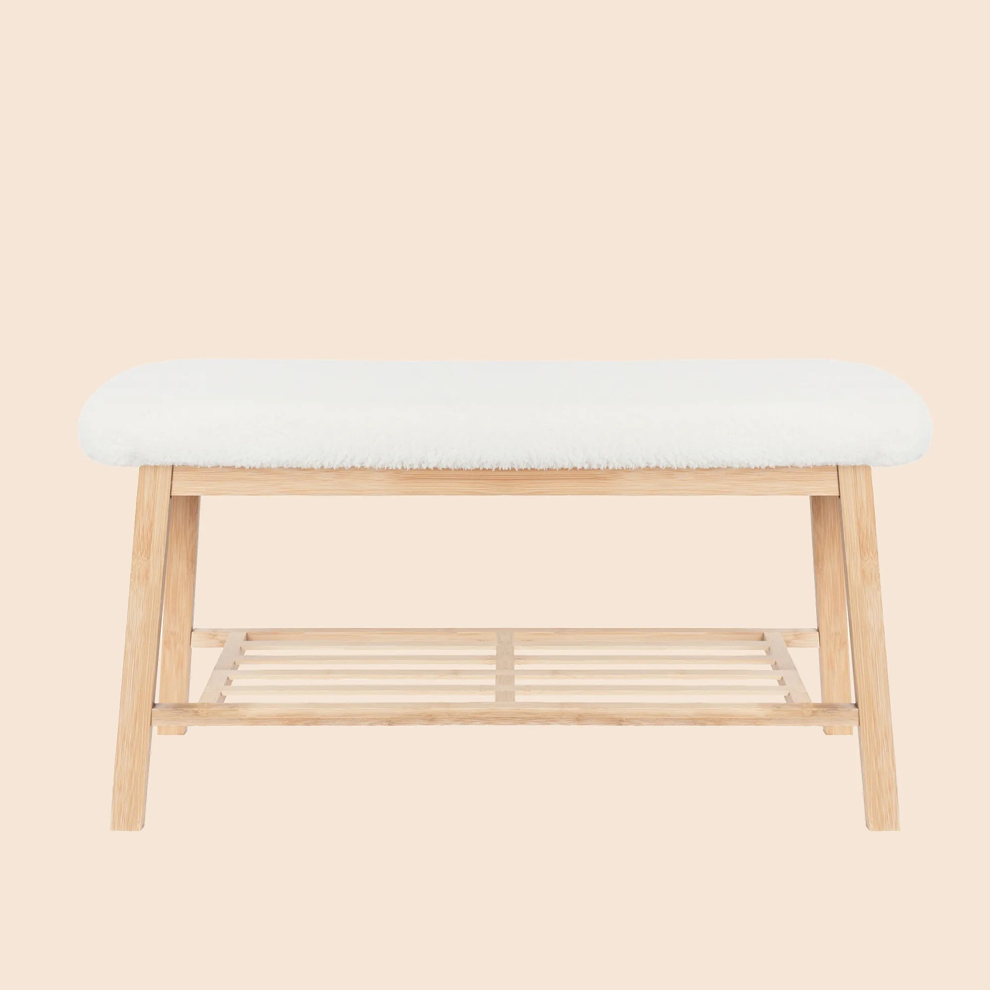 Modern Entryway Shoe Bench with Wood Frame and Storage Shelf -White/SW9701ALWR