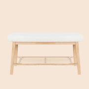 Modern Entryway Shoe Bench with Wood Frame and Storage Shelf -White/SW9701ALWR