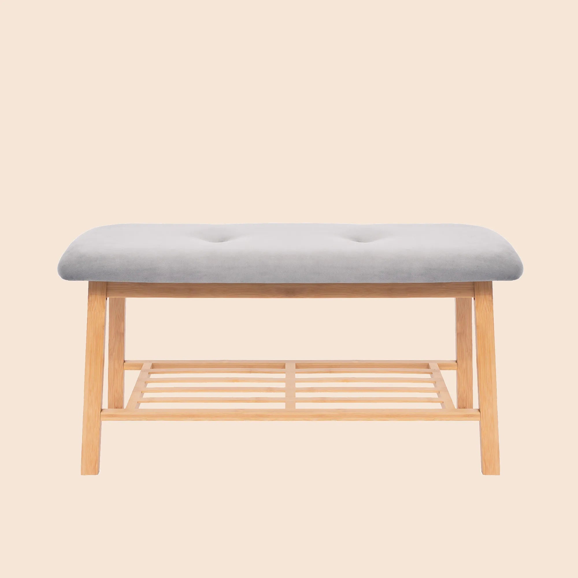 Modern Entryway Shoe Bench with Wood Frame and Storage Shelf -Gray/SW9701ALBF