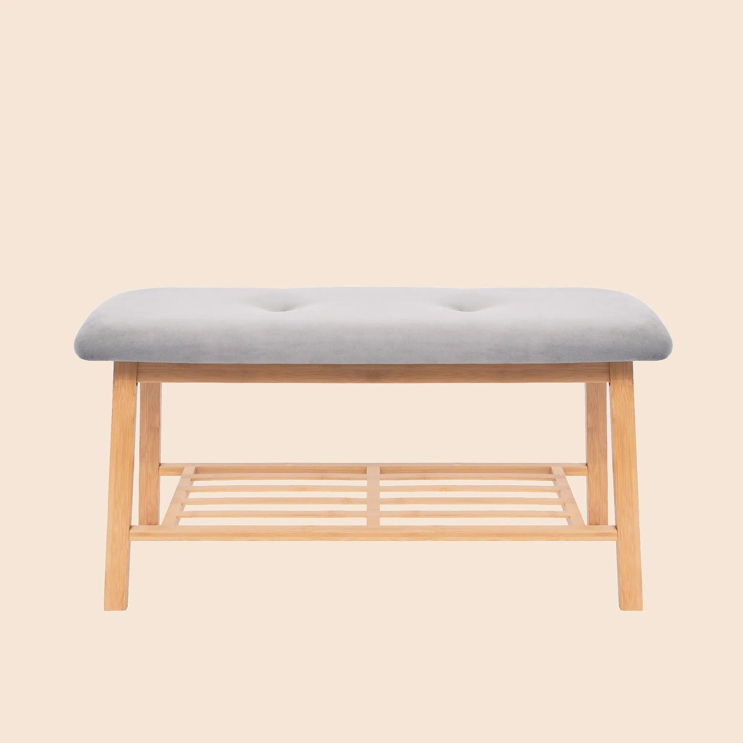 Modern Entryway Shoe Bench with Wood Frame and Storage Shelf -Gray/SW9701ALBF