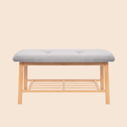 Modern Entryway Shoe Bench with Wood Frame and Storage Shelf -Gray/SW9701ALBF