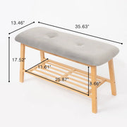 Modern Entryway Shoe Bench with Wood Frame and Storage Shelf -Gray/SW9701ALBF