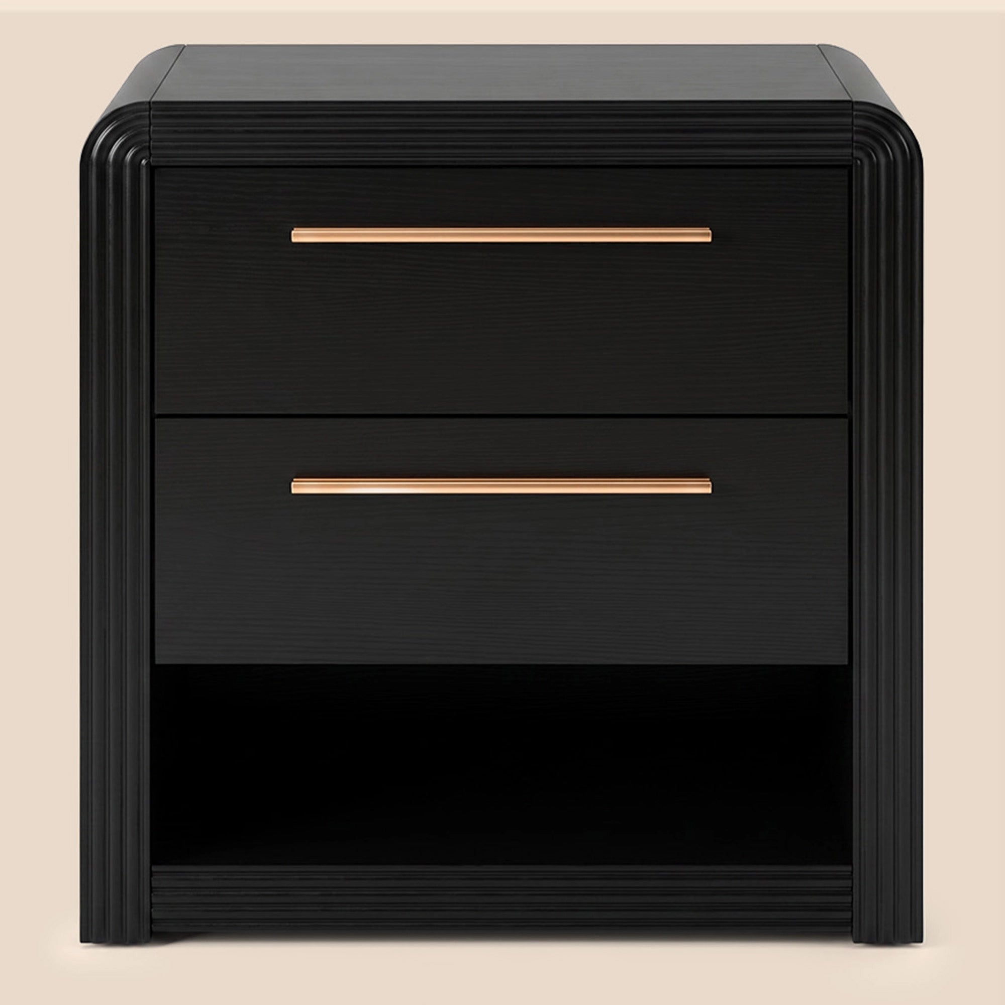 Modern Fluted Nightstand with 2 Drawers & Open Shelf - Well Zone | Furniture That Redefines Your Home Sanctuary