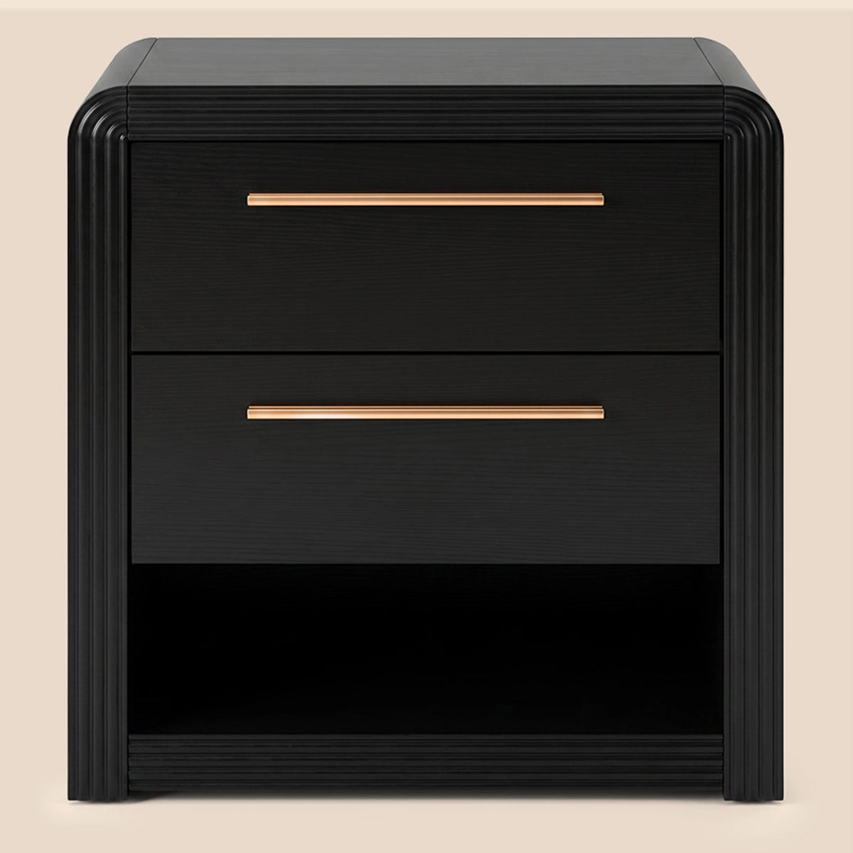 Modern Fluted Nightstand with 2 Drawers & Open Shelf - Well Zone | Furniture That Redefines Your Home Sanctuary