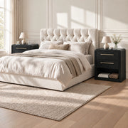 Modern Fluted Nightstand with 2 Drawers & Open Shelf