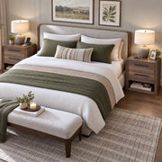 Modern Fluted Nightstand with 2 Drawers & Open Shelf