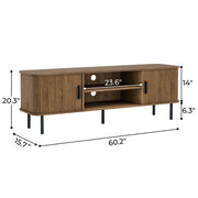 Modern Media Console Tambour TV Stand for 32" - 70" TVs - Brown/SW9722AHOS
