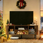 Modern Media Console Tambour TV Stand for 32" - 70" TVs - Brown/SW9722AHOS