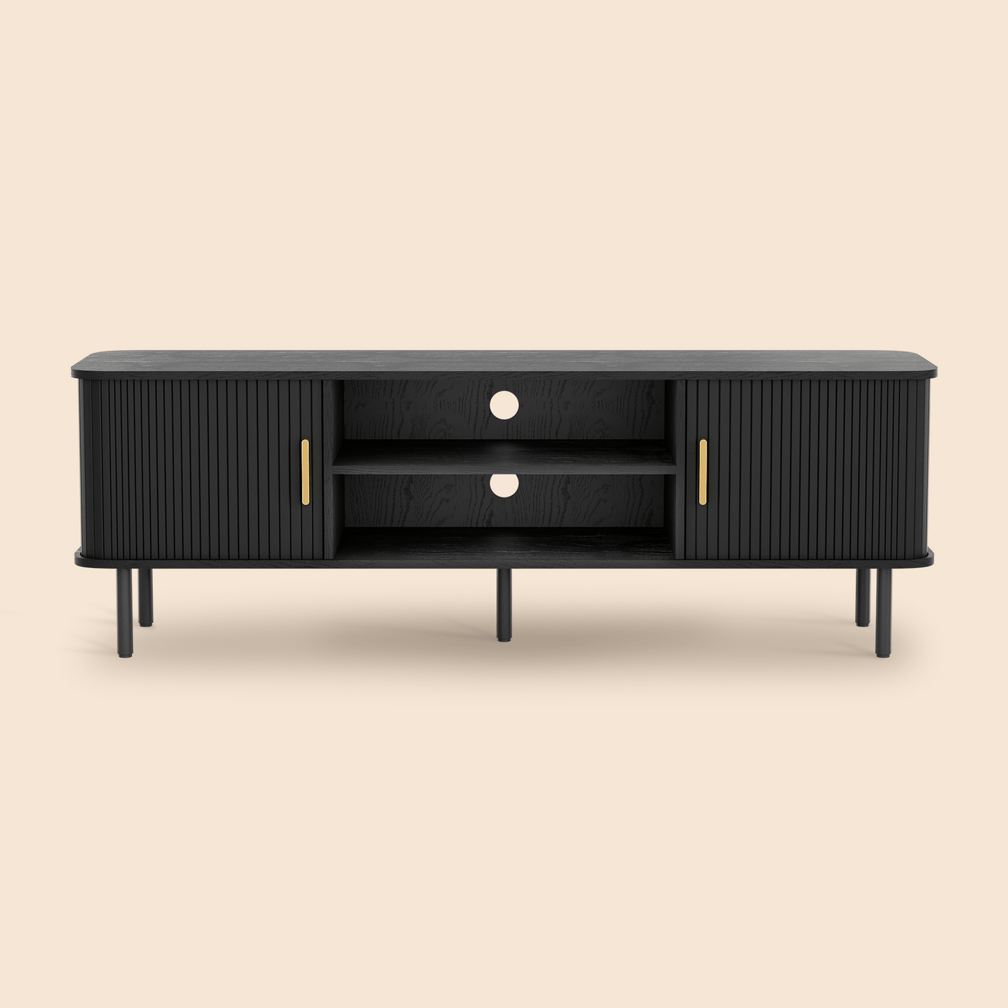 Modern Media Console Tambour TV Stand for 32" - 70" TVs - Black/SW9722AHKB