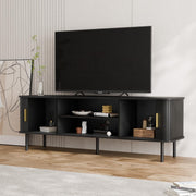 Modern Media Console Tambour TV Stand for 32" - 70" TVs - Black/SW9722AHKB