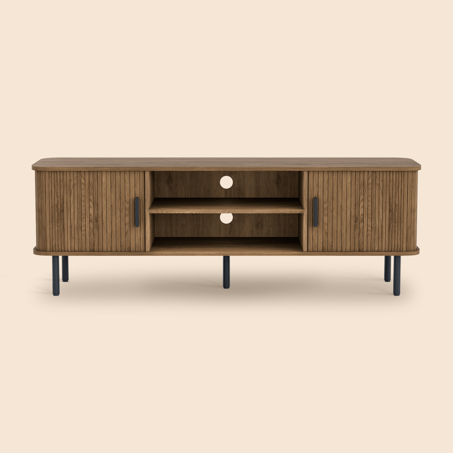 Modern Media Console Tambour TV Stand for 32" - 70" TVs - Brown/SW9722AHOS