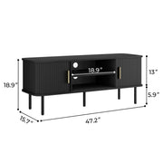 Modern Media Console Tambour TV Stand for 32" - 70" TVs - Black/SW9722AHKB