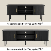 Modern Media Console Tambour TV Stand for 32" - 70" TVs - Black/SW9722AHKB