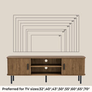 Modern Media Console Tambour TV Stand for 32" - 70" TVs - Brown/SW9722AHOS