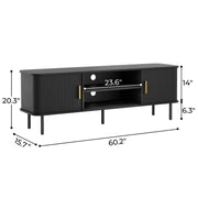 Modern Media Console Tambour TV Stand for 32" - 70" TVs - Black/SW9722AHKB